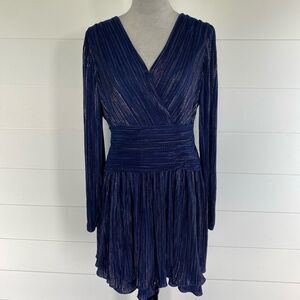 Lilly Pulitzer Jessamie Dress Low Tide Navy  Foil Printed Crinkle Woven Size 10